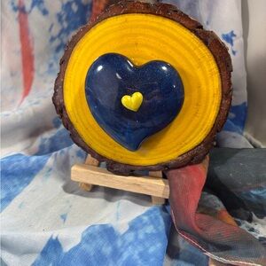 Stand with Ukraine! Blue and Yellow Heart Art Piece